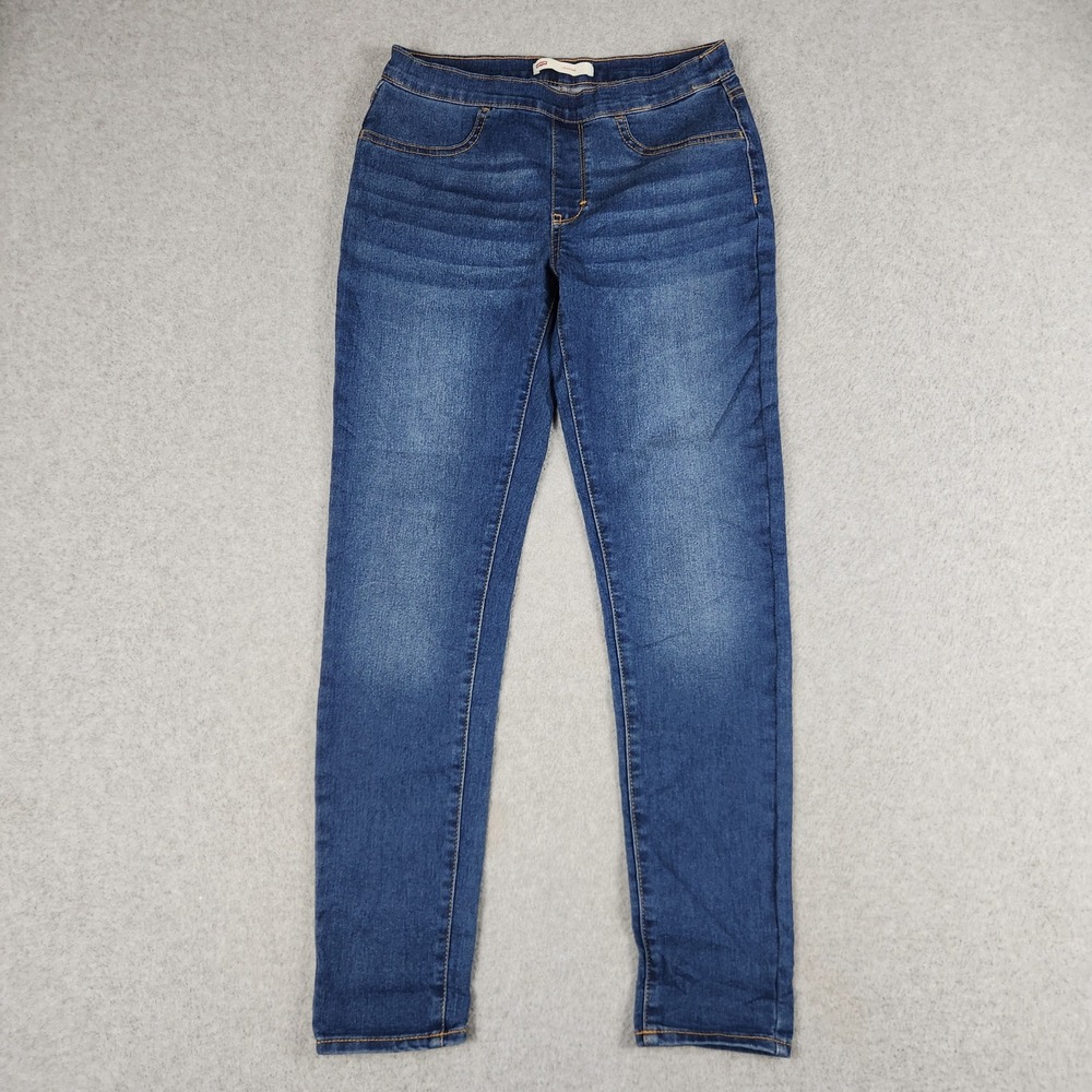 Levi's Denim Leggings Jeans Girls 14 Blue Whiskered Medium Wash Stretch Pull On